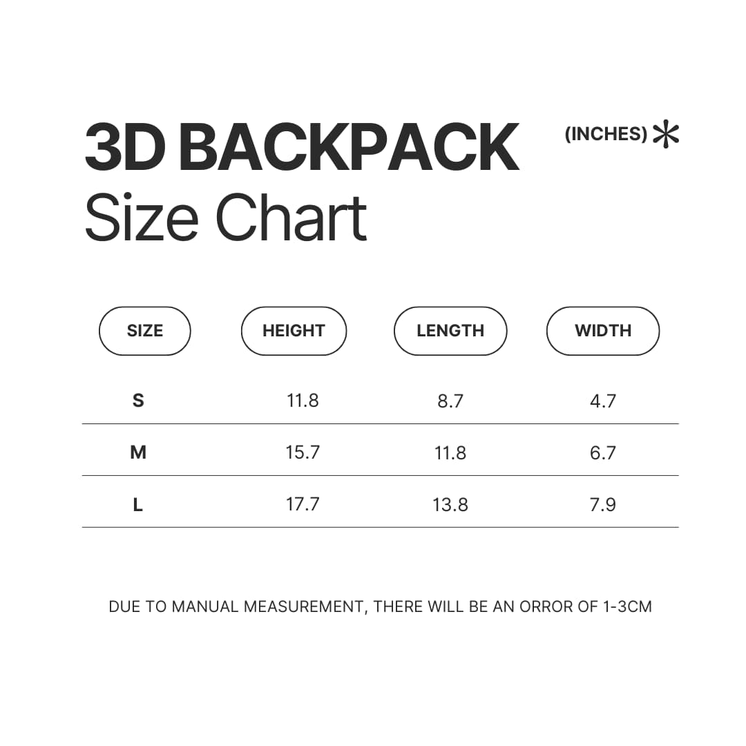 3D Backpack Size Chart - The Boys Shop