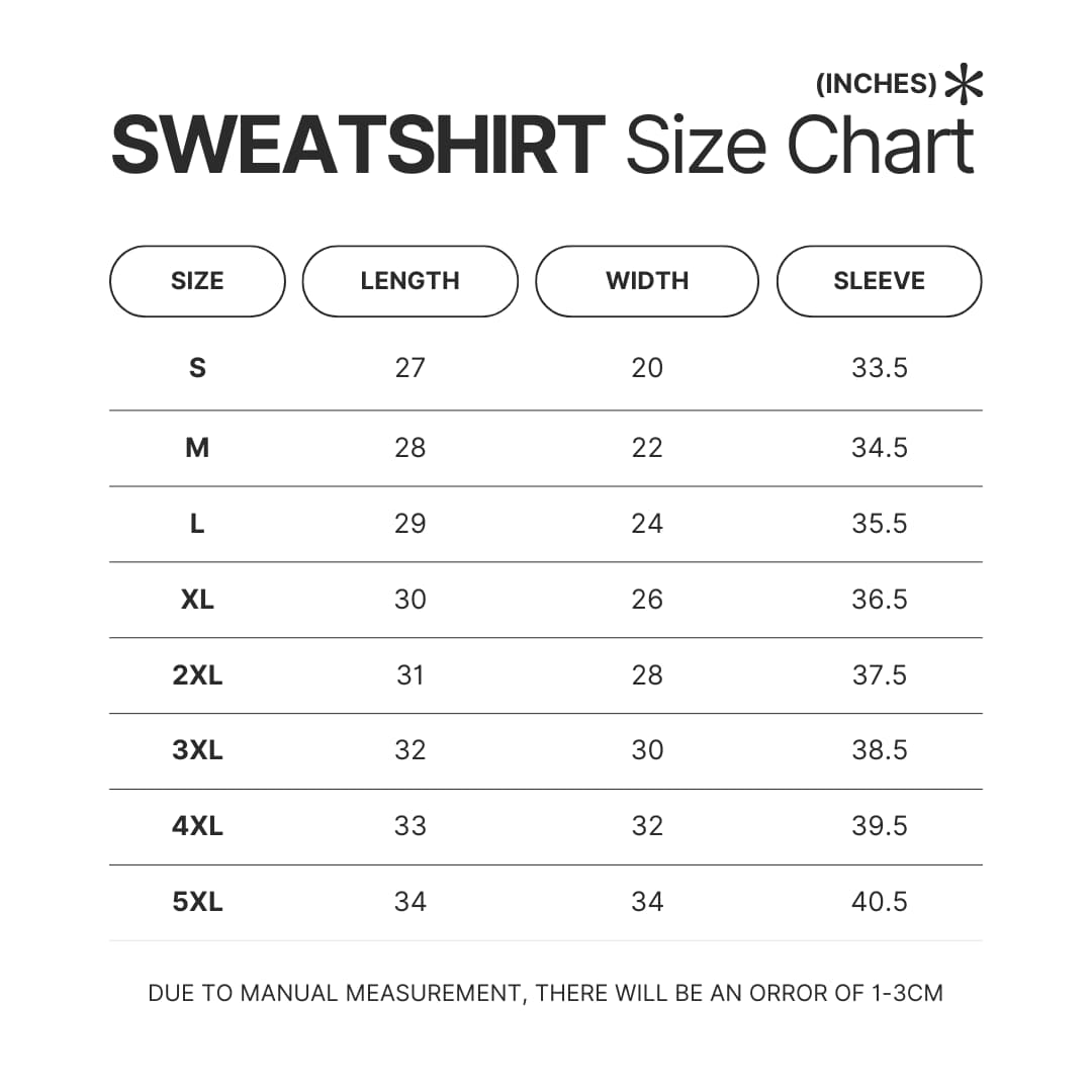 Sweatshirt Size Chart - The Boys Shop