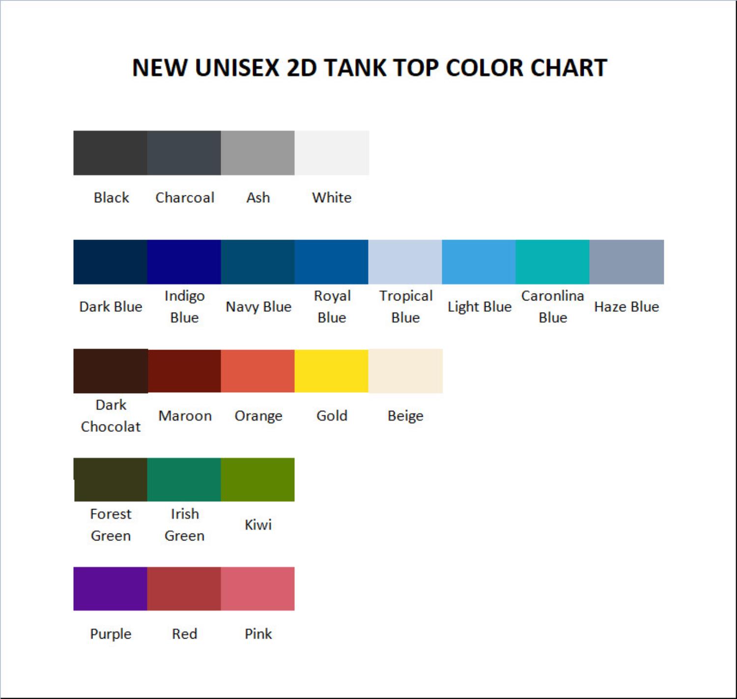 tank top color chart - The Boys Shop
