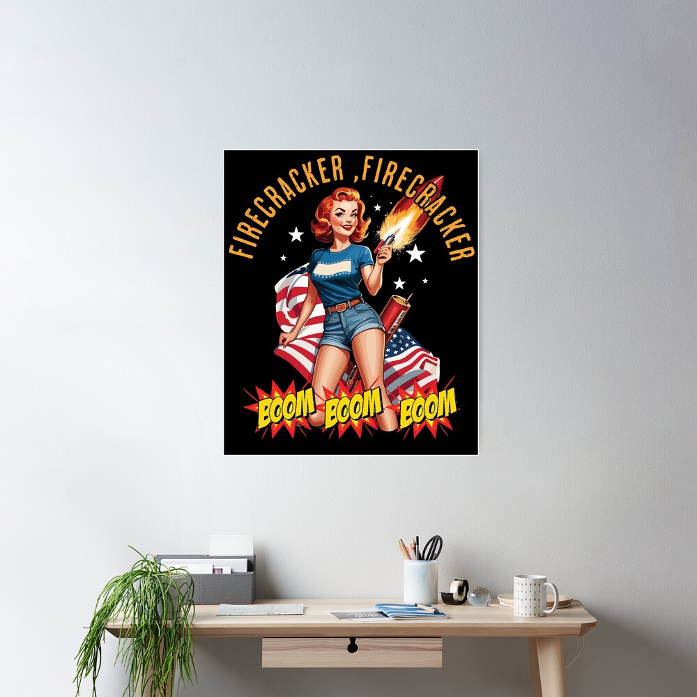 Firecracker Girl Retro Vintage Design Poster - Image 2