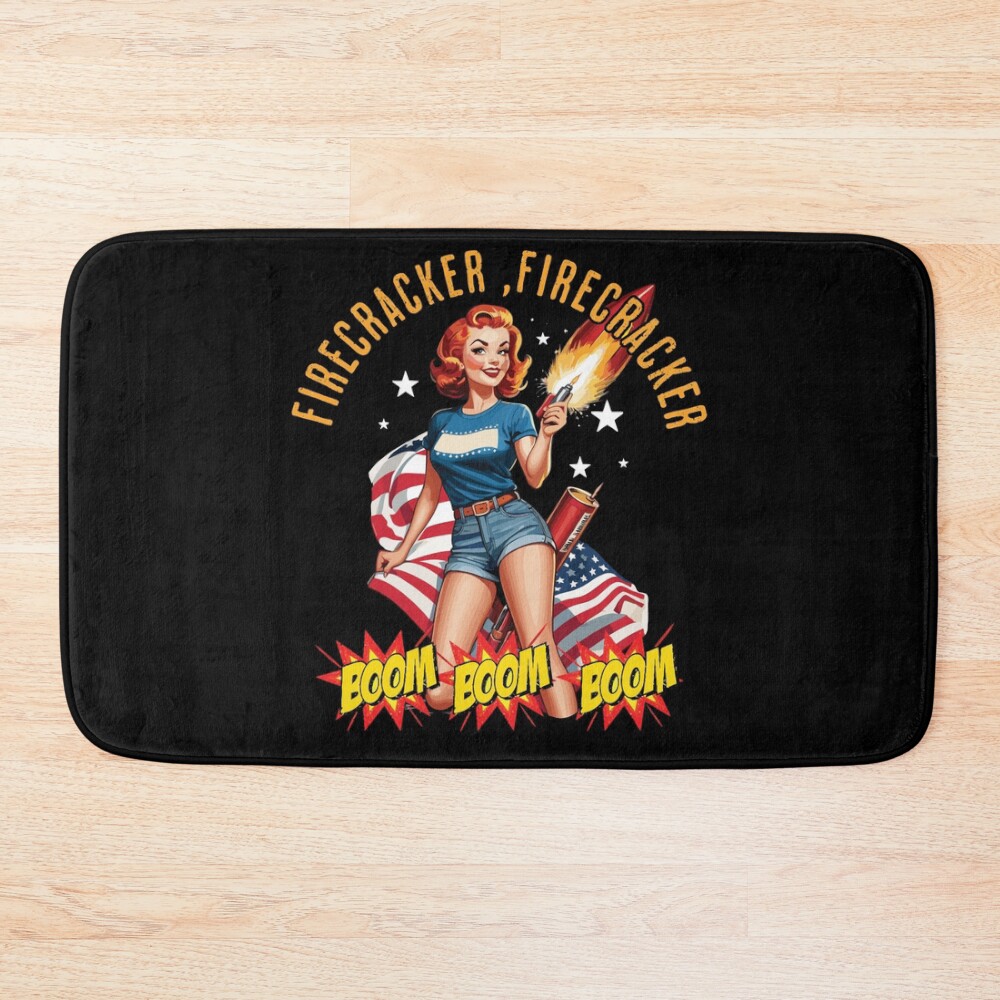 Firecracker Girl Retro Vintage Design Bath Mat